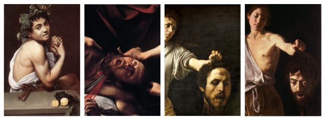 Caravaggio, autoritratti nelle vesti di Bacchino malato, Oloferne, Golia