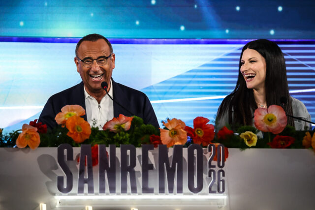 CARLO CONTI E LAURA PAUSINI CONFERENZA STAMPA SANREMO - 23 02 2026- Renata Roattino @jhonninaphoto-6 Sanremo 2026